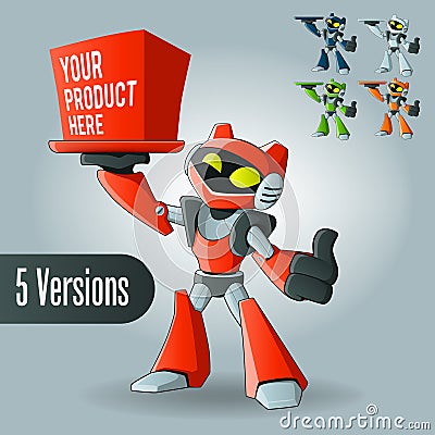 Friendly Modern Robot with a Box Vector Illustration