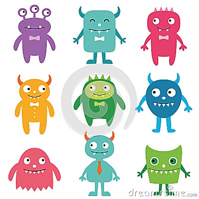 Friendly monsters set Vector Illustration