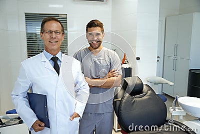 Friendly personnel of dental clinic looking welcome for patients Stock Photo