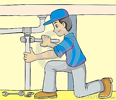 Friendly Plumber Cartoon Illustration