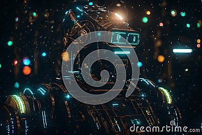 A friendly robot with blinking lights and gears. Stock Photo