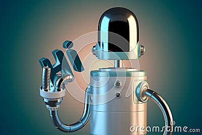 Friendly robot. 3D illustration. Isolated Cartoon Illustration