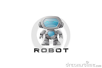 Friendly Robot Logo Modern Design vector template Vector Illustration