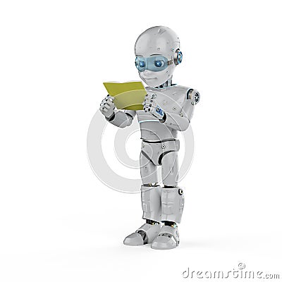 Friendly robot reading a book Stock Photo