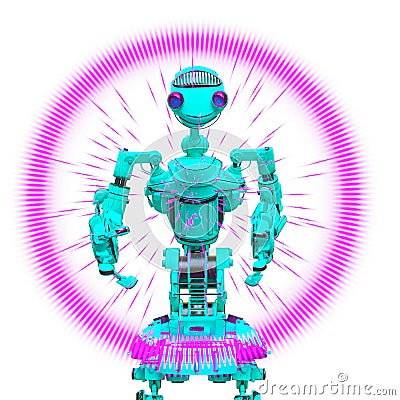 Friendly robot in white background Cartoon Illustration