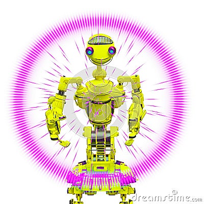 Friendly robot in white background Cartoon Illustration