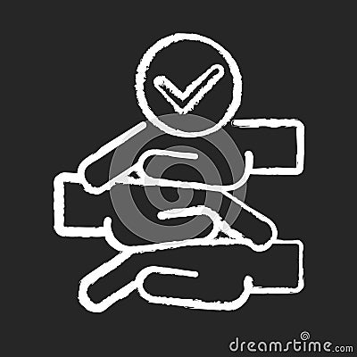 Friendly team chalk white icon on black background Vector Illustration