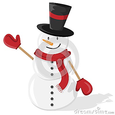 Friendly white snowman vector Stock Photo