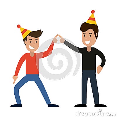 Friends in birthday party Vector Illustration