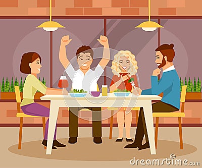 Friends in a cafe Vector Illustration