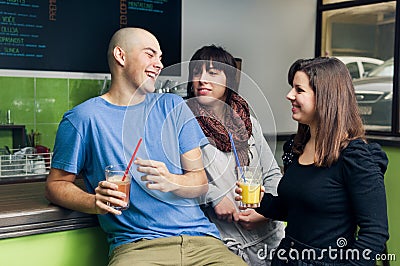 Friends in cafe having fun Stock Photo