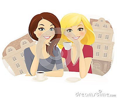 Friends in cafe Vector Illustration