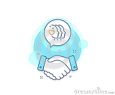 Friends couple line icon. Friendship sign. Assistance business. Vector Vector Illustration