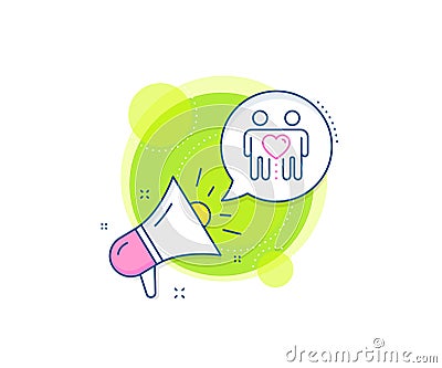 Friends couple line icon. Friendship sign. Assistance business. Vector Vector Illustration