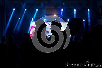 Friends enjoying concert, people dancing at a party Editorial Stock Photo