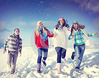 Friends Enjoyment Winter Holiday Christmas Concept Stock Photo