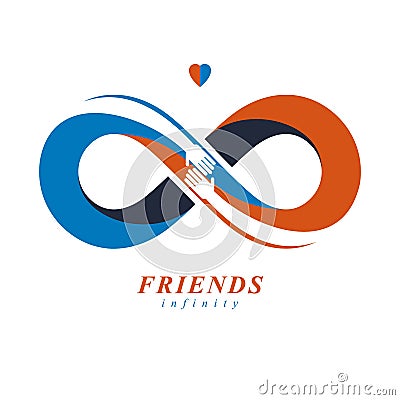 Friends Forever, everlasting friendship unusual vector logo comb Vector Illustration