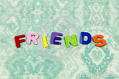 Friends friend children happy spelling foam toy Stock Photo