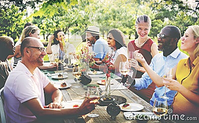 Friends Friendship Outdoor Dining People Concept Stock Photo