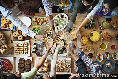 Friends Happiness Enjoying Dinning Eating Concept Stock Photo