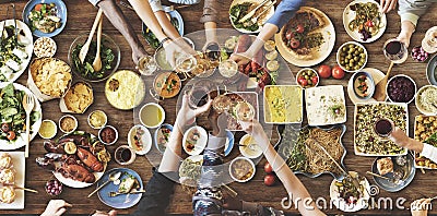 Friends Happiness Enjoying Dinning Eating Concept Stock Photo