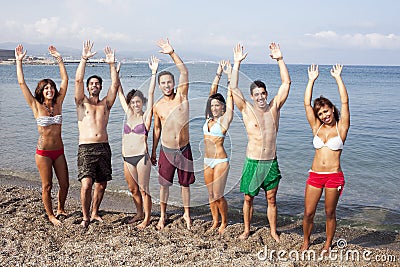 Friends having fun on the beach Stock Photo