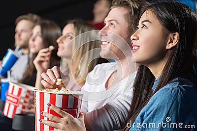 Friends at the movies Stock Photo