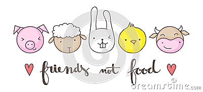 Friends not food Vector Illustration