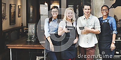 Friends Partnership Barista Coffee Shop Concept Stock Photo