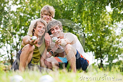 Friends playing boule Stock Photo