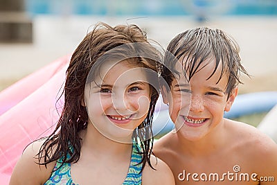 Friends at the Pool Stock Photo