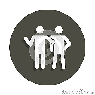 Friends silhouette icon in badge style. One of Pictograms collection icon can be used for UI, UX Stock Photo