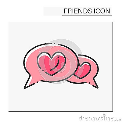 Friends support color icon Vector Illustration