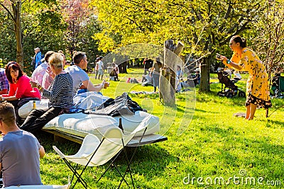 Friends taking a selfie photo at food and wine festival Editorial Stock Photo