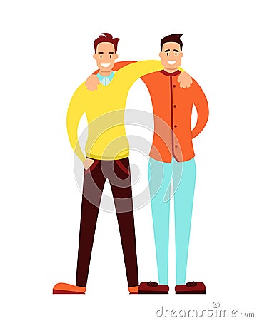 Friendship of adult men Vector Illustration