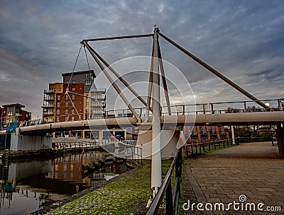 The Friendship Bridge over the River Wensum, Norwich, Norfolk Editorial Stock Photo