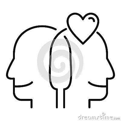 Friendship connection icon, outline style Vector Illustration