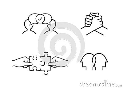 Friendship, connection, support icons Vector Illustration
