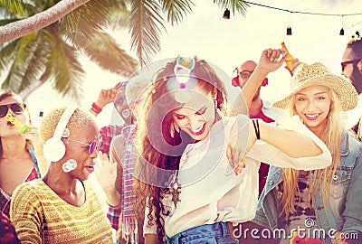 Friendship Dancing Bonding Beach Happiness Joyful Concept Stock Photo