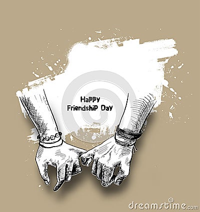 Friendship day with holding promise hand. Vector Illustration