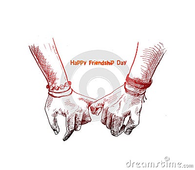 Friendship day with holding promise hand. Vector Illustration