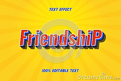 Friendship Editable Text Effect Yellow Color Vector Illustration