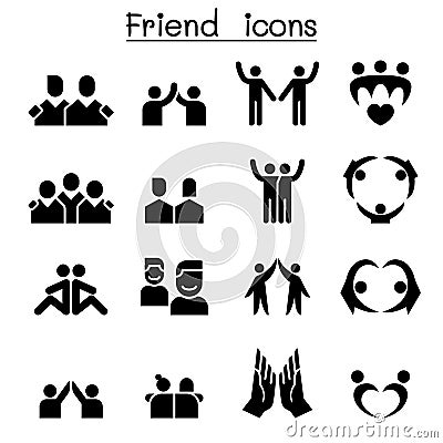 Friendship & Friend icon set Vector Illustration