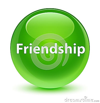 Friendship glassy green round button Cartoon Illustration