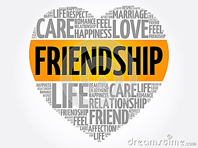 Friendship heart word cloud collage Stock Photo