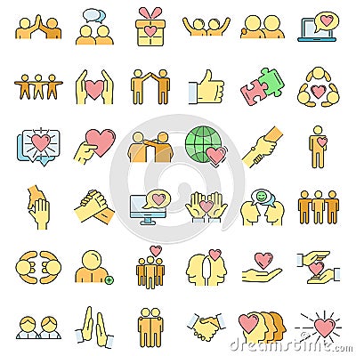 Friendship icons set vector color Vector Illustration