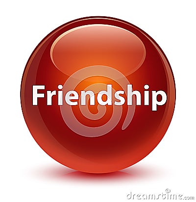 Friendship glassy brown round button Cartoon Illustration