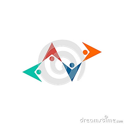 Friendship logo. People hold hands emblem. Mutual help abstract Vector Illustration