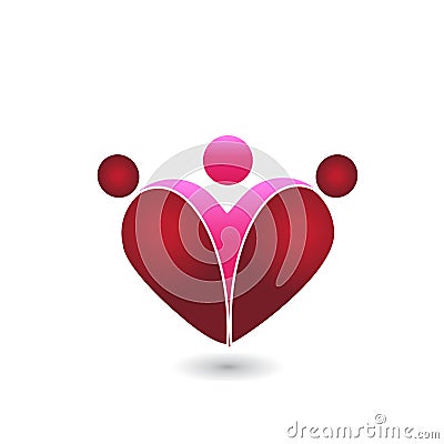 Friendship people love heart shape logo vector design. Vector Illustration