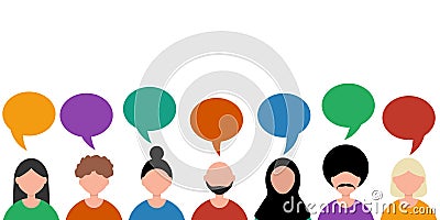 Friendship of the peoples of the world. Men from different countries and women flat design isolated on white background Vector Illustration
